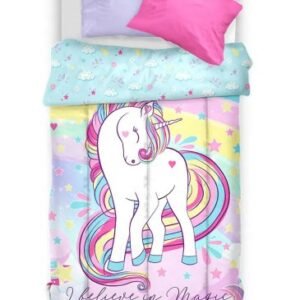 Acolchado piñata unicornio  De 1 1/2 plazas  REVERSIBLE