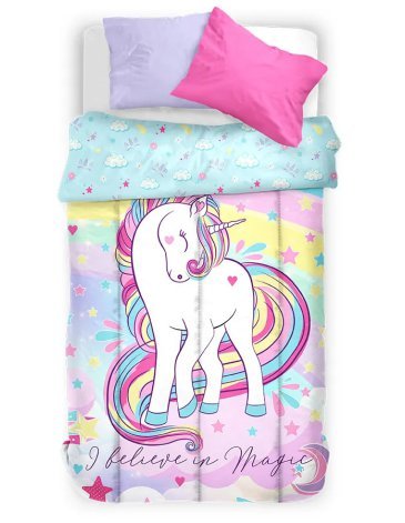 Acolchado piñata unicornio De 1 1/2 plazas REVERSIBLE