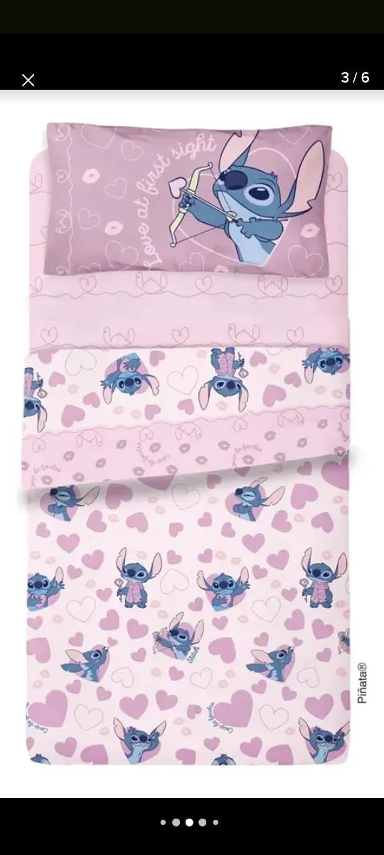 SÁBANA PIÑATA STITCH 1 1/2 PLAZAS INCLUYE SÁBANA AJUSTABLE, SÁBANA SUPERIOR Y FUNDA DE ALMOHADA